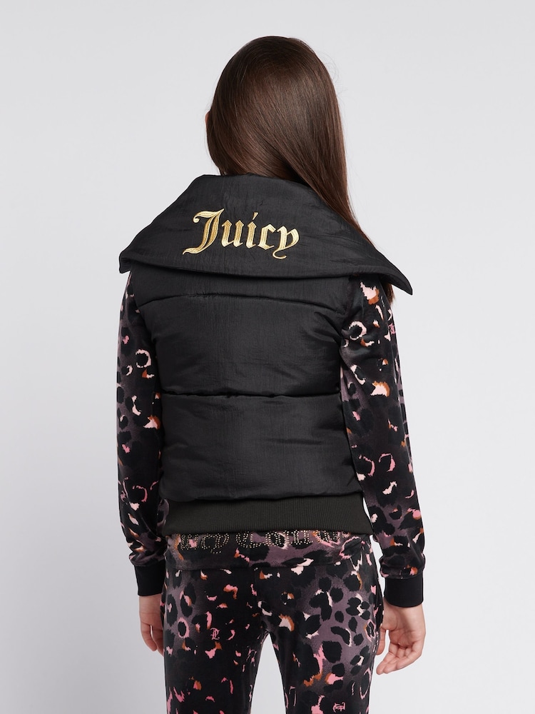 Juicy Couture Black Girls Diamante Collar Gilet - Image 2 of 10
