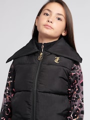 Juicy Couture Black Girls Diamante Collar Gilet - Image 4 of 10
