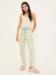 FatFace Cora Green 100% Cotton Check Pyjama Bottoms - Image 2 of 6