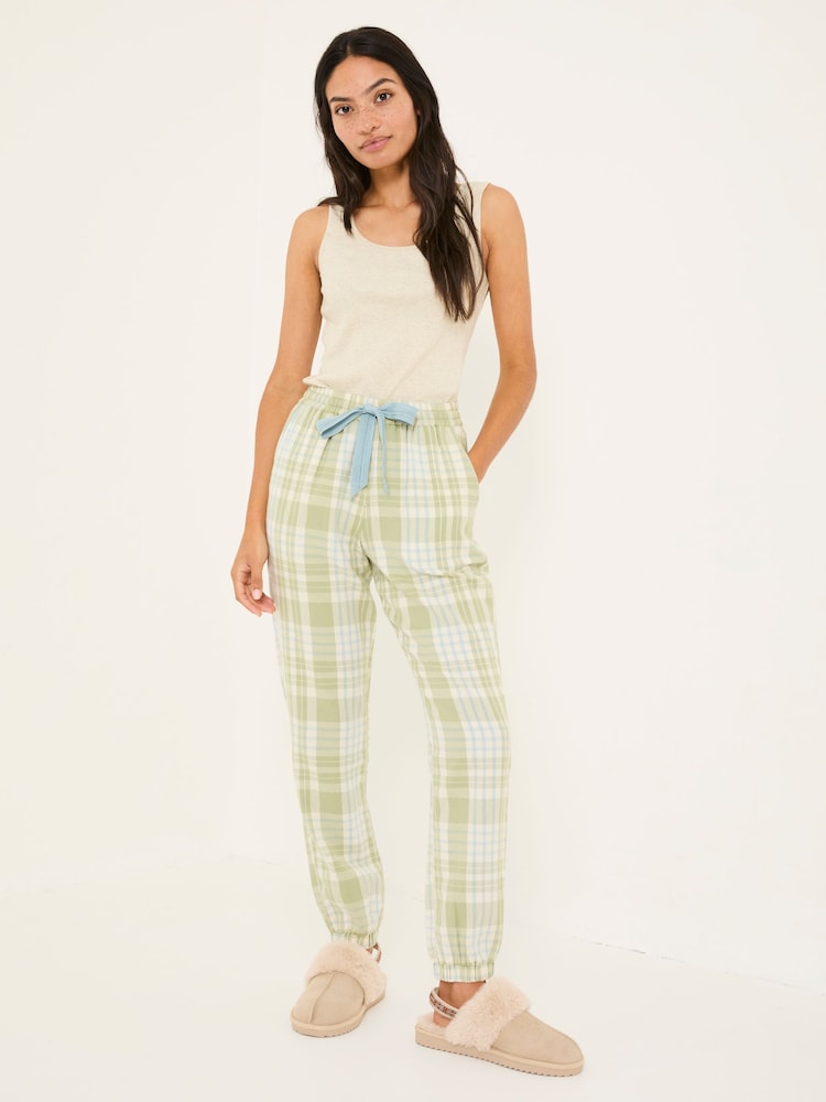 FatFace Cora Green 100% Cotton Check Pyjama Bottoms - Image 2 of 6