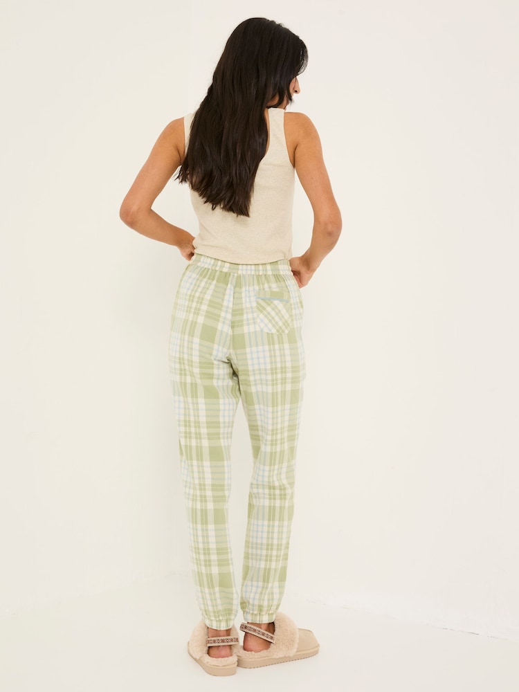 FatFace Cora Green 100% Cotton Check Pyjama Bottoms - Image 3 of 6