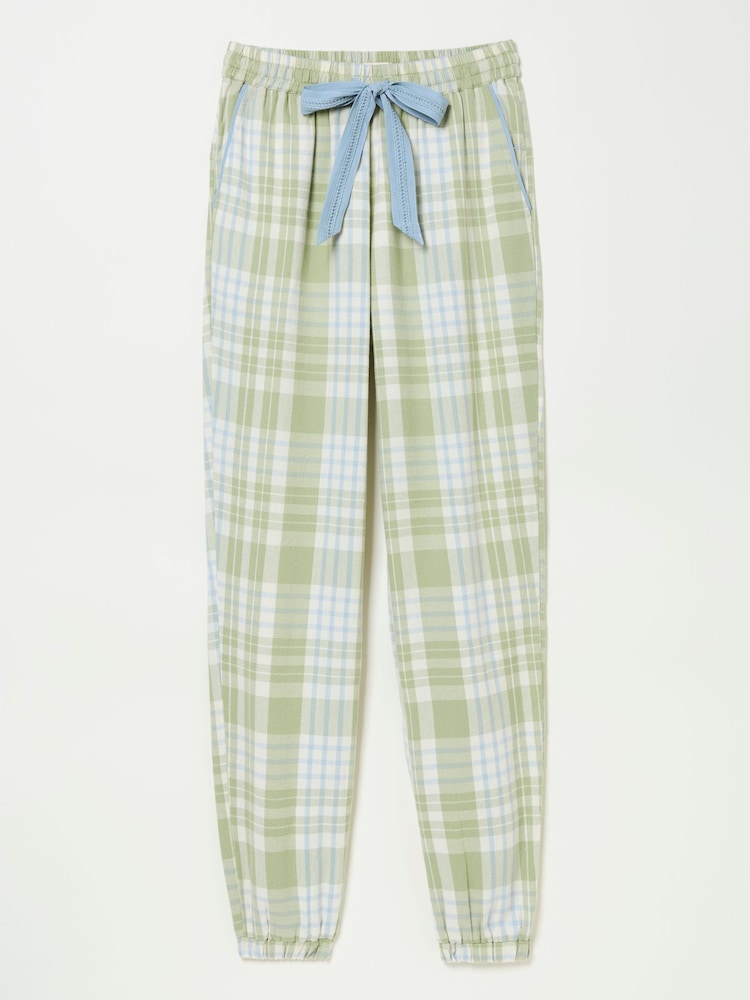 FatFace Cora Green 100% Cotton Check Pyjama Bottoms - Image 6 of 6
