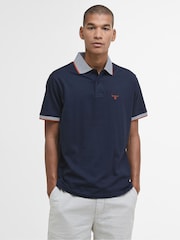 Barbour® Navy/Red Cornsay 100% Cotton Polo Shirt - Image 1 of 6