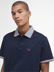 Barbour® Navy/Red Cornsay 100% Cotton Polo Shirt - Image 4 of 6