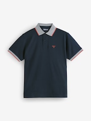 Barbour® Navy/Red Cornsay 100% Cotton Polo Shirt - Image 6 of 6