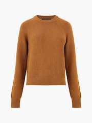 French Connection Brown Lilly Mozart Crew Neck 100% Cotton Jumper - Image 4 of 4