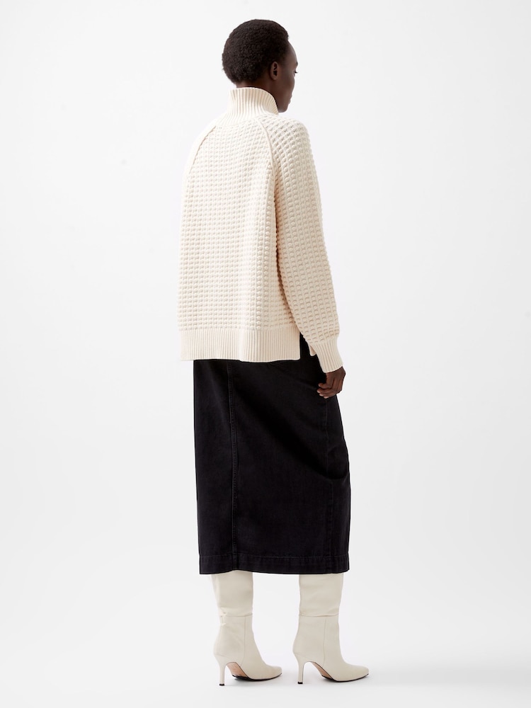 French Connection Cream Keya Popcorn Knit Mozart 100% Cotton Jumper - Image 2 of 4 French Connection Cream Keya Popcorn Knit Mozart 100% Cotton Jumper - Image 2 of 4