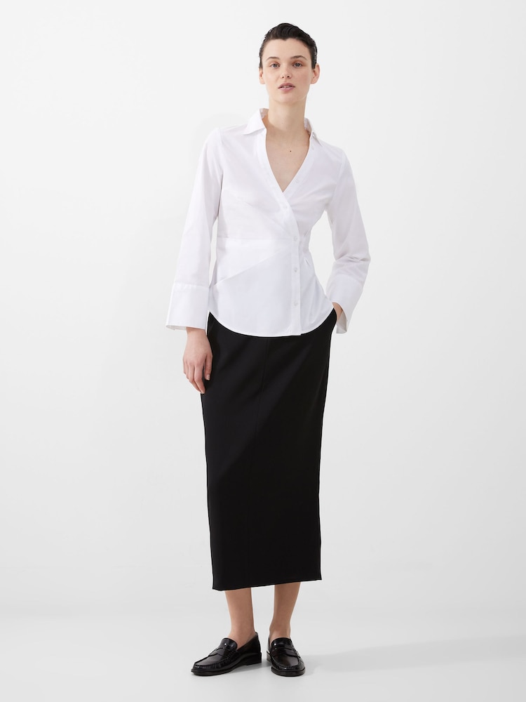 French Connection Isabelle Poplin Asymmetric White Shirt - Image 1 of 4