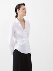 French Connection Isabelle Poplin Asymmetric White Shirt - Image 3 of 4