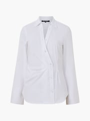 French Connection Isabelle Poplin Asymmetric White Shirt - Image 4 of 4