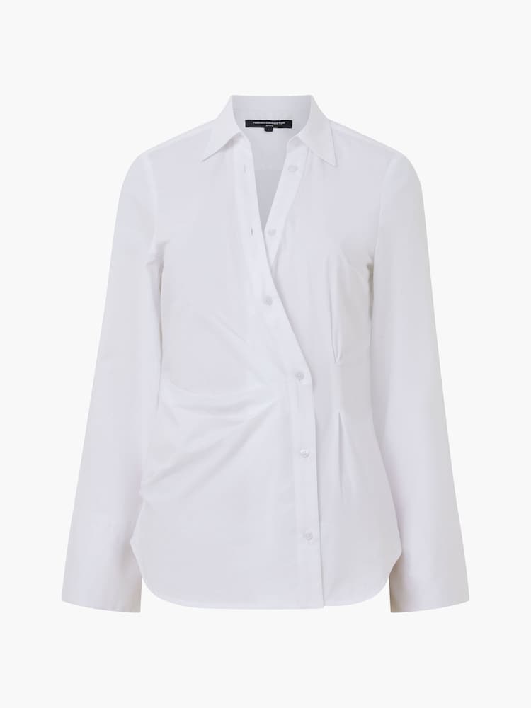 French Connection Isabelle Poplin Asymmetric White Shirt - Image 4 of 4
