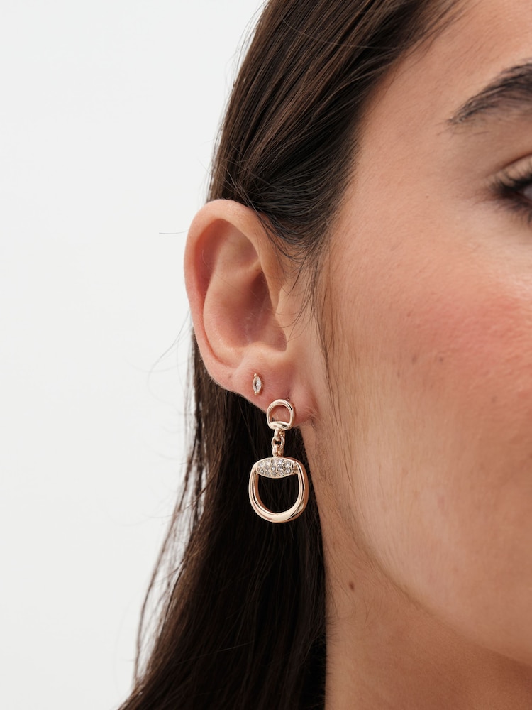Jon Richard Gold Tone Crystal Snaffle Drop Earrings - Image 2 of 3 Jon Richard Gold Tone Crystal Snaffle Drop Earrings - Image 2 of 3