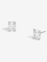 Jon Richard Silver Tone Cubic Zirconia Emerald Cut Stud Earrings - Image 1 of 2