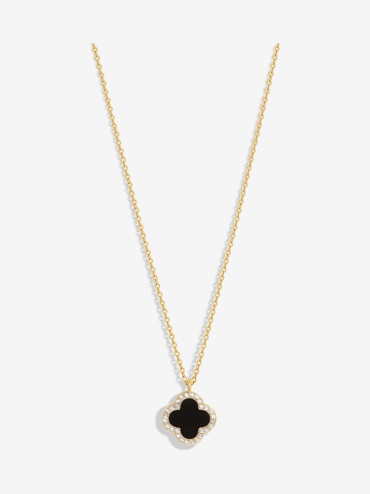 Jon Richard Gold Tone Jet Clover Pendant Necklace - Image 1 of 4
