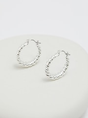 Jon Richard Silver Tone Polished Twist Hoop Earrings - Image 1 of 3