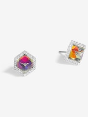 Jon Richard Silver Tone Blue Cube Drop Earrings - Image 1 of 3