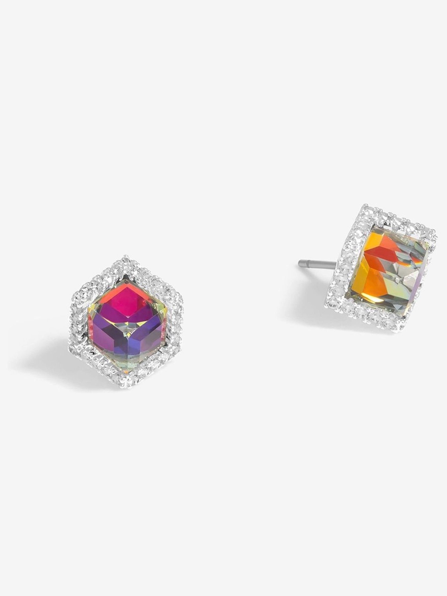 Jon Richard Silver Tone Blue Cube Drop Earrings - Image 1 of 3