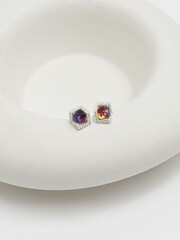 Jon Richard Silver Tone Blue Cube Drop Earrings - Image 2 of 3