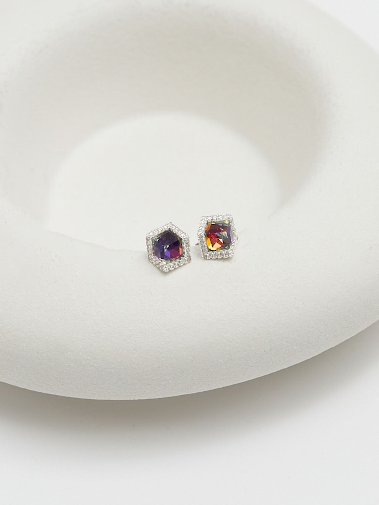 Jon Richard Silver Tone Blue Cube Drop Earrings - Image 2 of 3