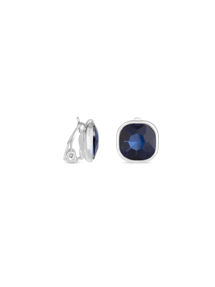 Jon Richard Silver Tone Blue Stone Clip Earrings - Image 1 of 2