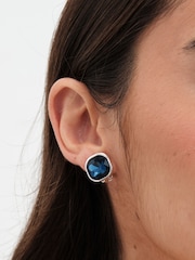 Jon Richard Silver Tone Blue Stone Clip Earrings - Image 2 of 2