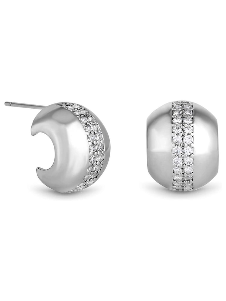 Jon Richard Silver Tone Polished Crystal Dome Stud Earrings - Image 1 of 3