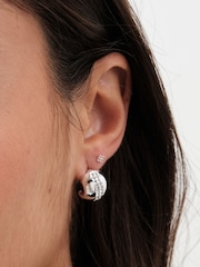 Jon Richard Silver Tone Polished Crystal Dome Stud Earrings - Image 2 of 3
