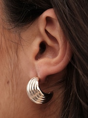 Jon Richard Gold Tone Ridged Hoop Earrings - Image 2 of 3