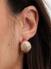 Jon Richard Gold Tone Ridged Hoop Earrings - Image 3 of 3