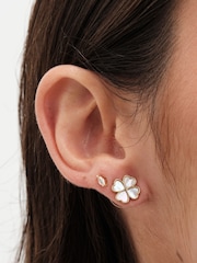 Jon Richard Gold Tone Mother of Pearl Heart Clover Stud Earrings - Image 2 of 2