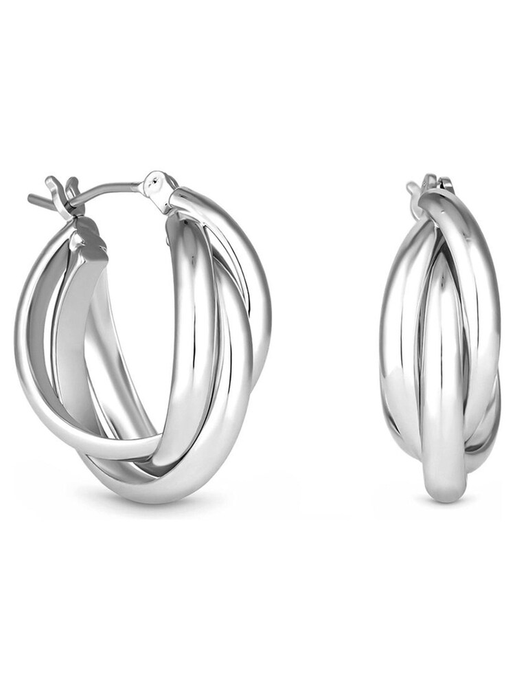 Jon Richard Silver Tone Polished Interlocking Hoop Earrings - Image 1 of 3