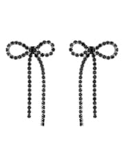 Jon Richard Black Tone Jet Bow Earrings - Image 1 of 2