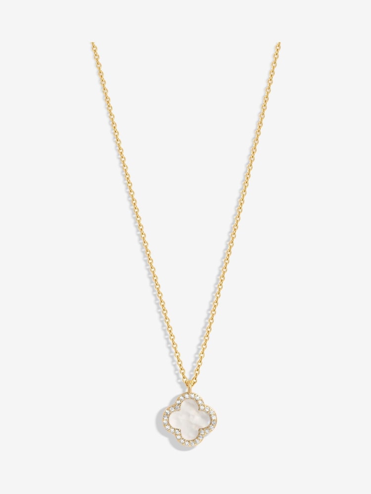 Jon Richard Gold Tone Mother of Pearl Clover Pendant Necklace - Image 1 of 3