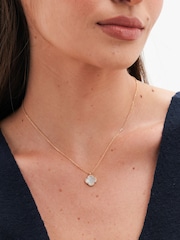 Jon Richard Gold Tone Mother of Pearl Clover Pendant Necklace - Image 3 of 3
