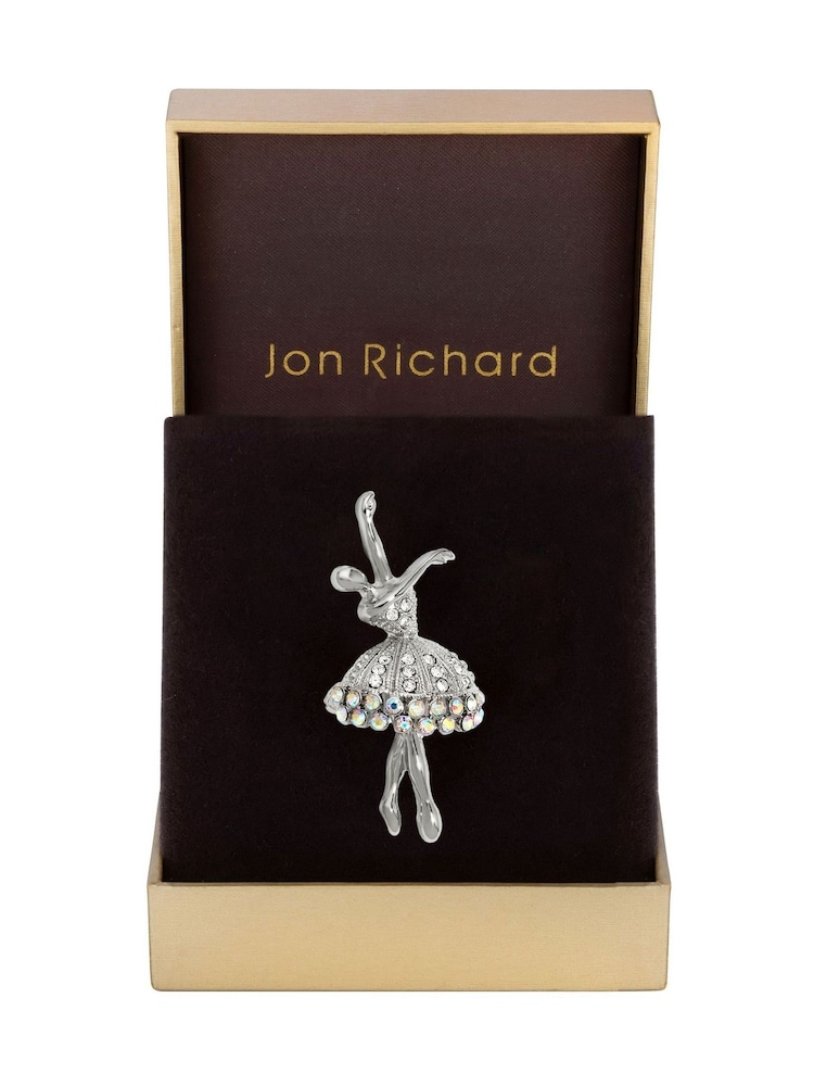 Jon Richard Silver Tone Gift Boxed Crystal Ballerina Brooch - Image 1 of 3