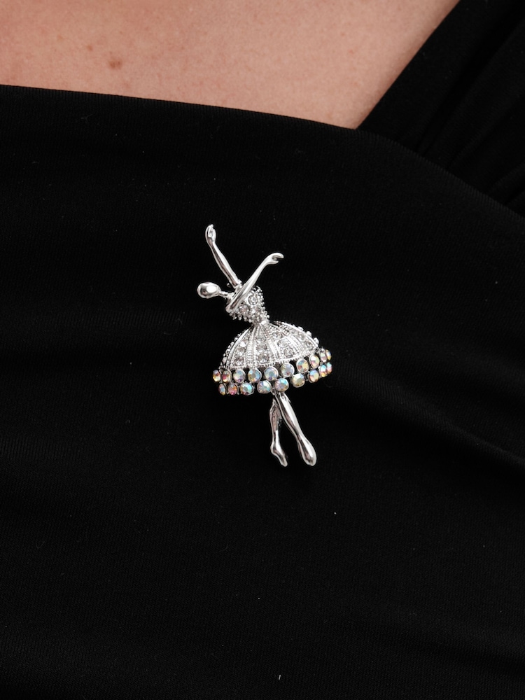 Jon Richard Silver Tone Gift Boxed Crystal Ballerina Brooch - Image 3 of 3