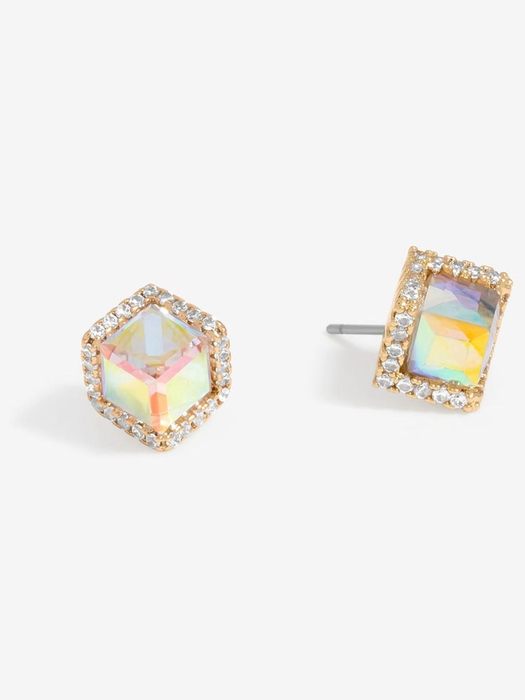 Jon Richard Gold Tone Cube Drop Earrings - Image 3 of 3