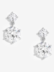 Jon Richard Silver Tone Double Bessel Drop Earrings - Image 1 of 2