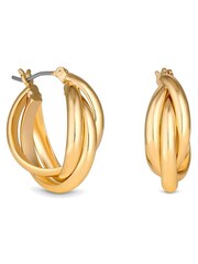 Jon Richard Gold Tone Polished Interlocking Hoop Earrings - Image 1 of 3