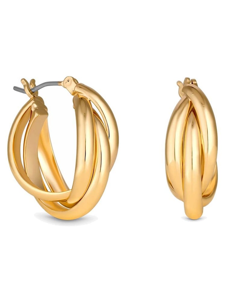 Jon Richard Gold Tone Polished Interlocking Hoop Earrings - Image 1 of 3