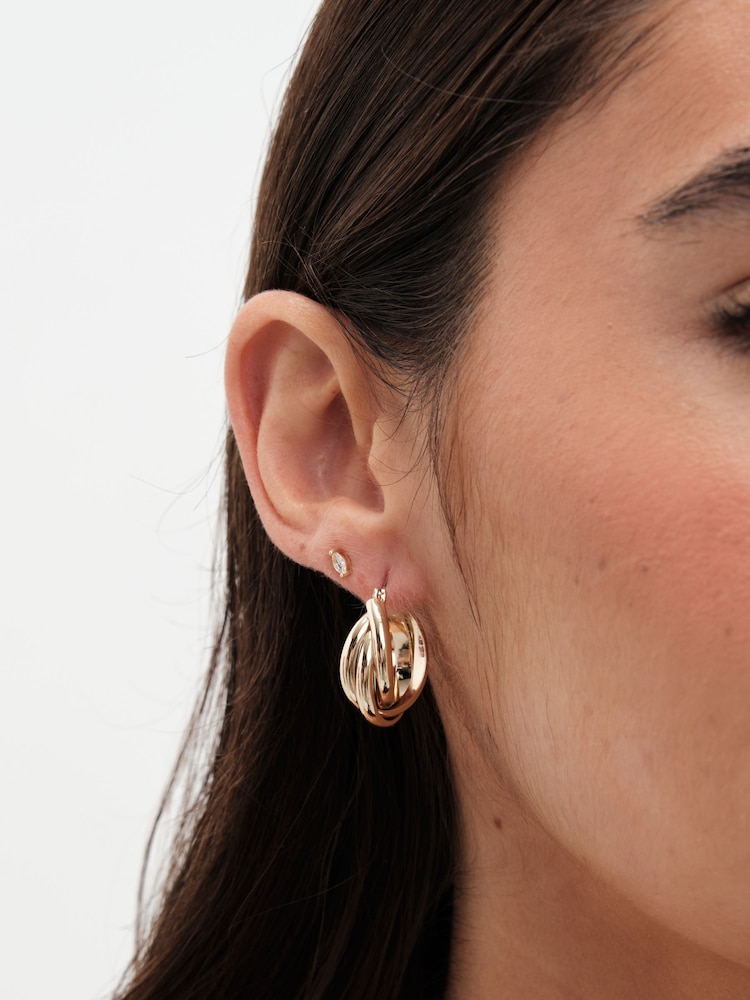 Jon Richard Gold Tone Polished Interlocking Hoop Earrings - Image 2 of 3