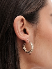 Jon Richard Gold Tone Polished Interlocking Hoop Earrings - Image 3 of 3