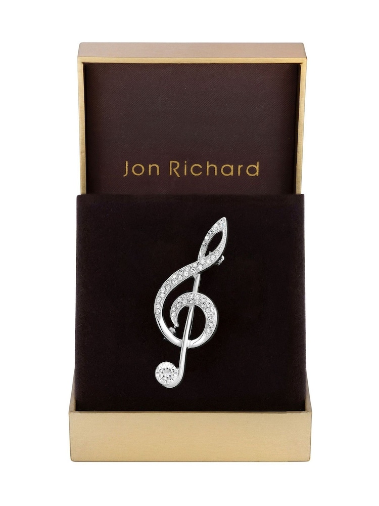 Jon Richard Silver Tone Gift Boxed Crystal Music Note Brooch - Image 1 of 3