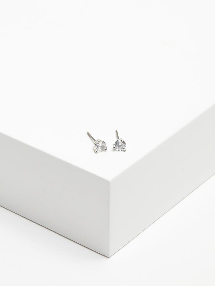 Jon Richard Silver Tone Cubic Zirconia Round Stud Earrings - Image 1 of 3