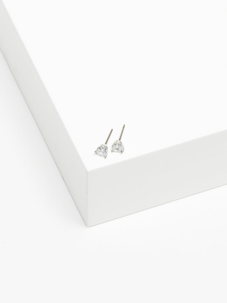 Jon Richard Silver Tone Cubic Zirconia Round Stud Earrings - Image 2 of 3