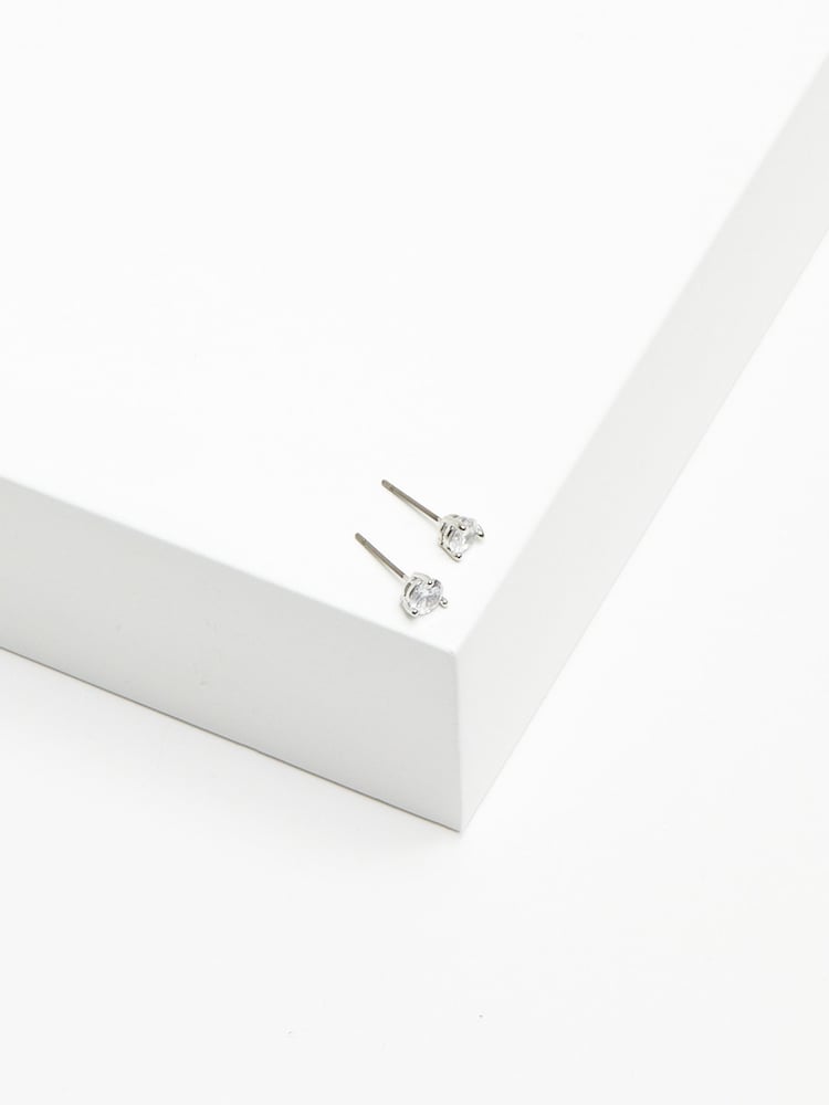 Jon Richard Silver Tone Cubic Zirconia Round Stud Earrings - Image 3 of 3