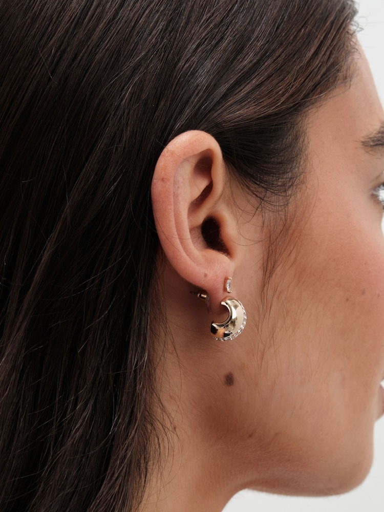 Jon Richard Gold Tone Polished Crystal Dome Stud Earrings - Image 3 of 3