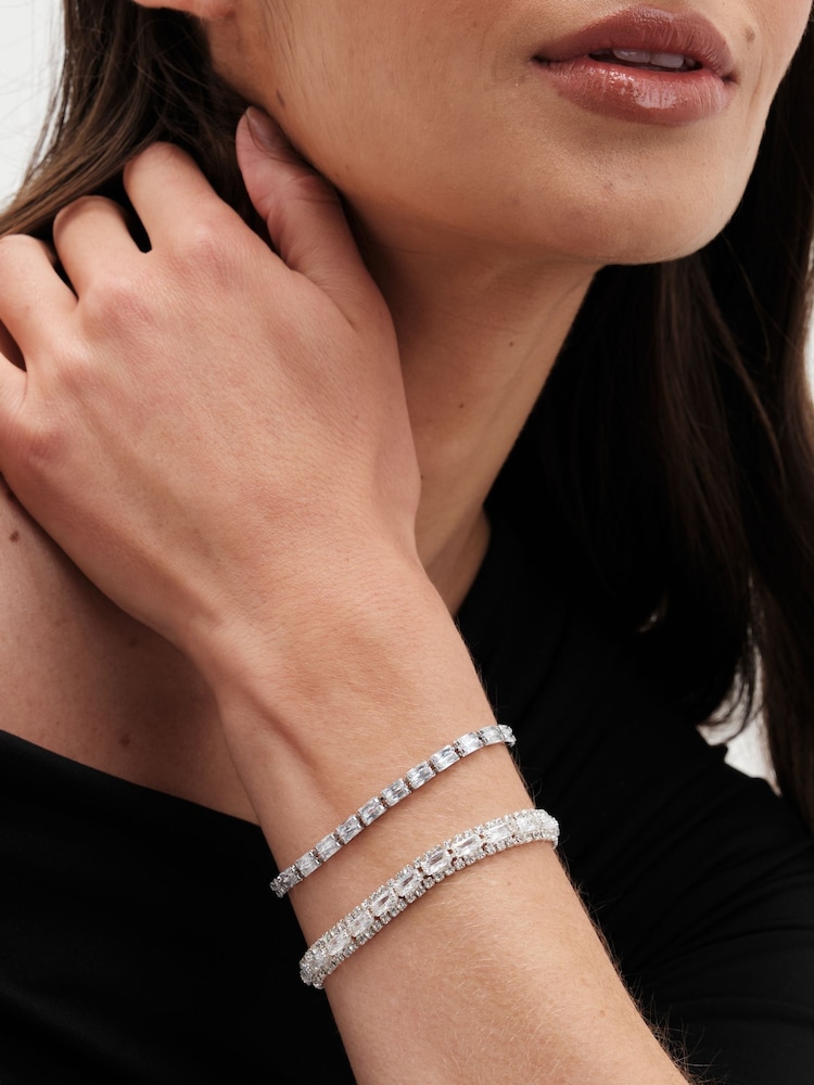 Jon Richard Silver Tone Crystal Baguette Bracelet - Image 4 of 4