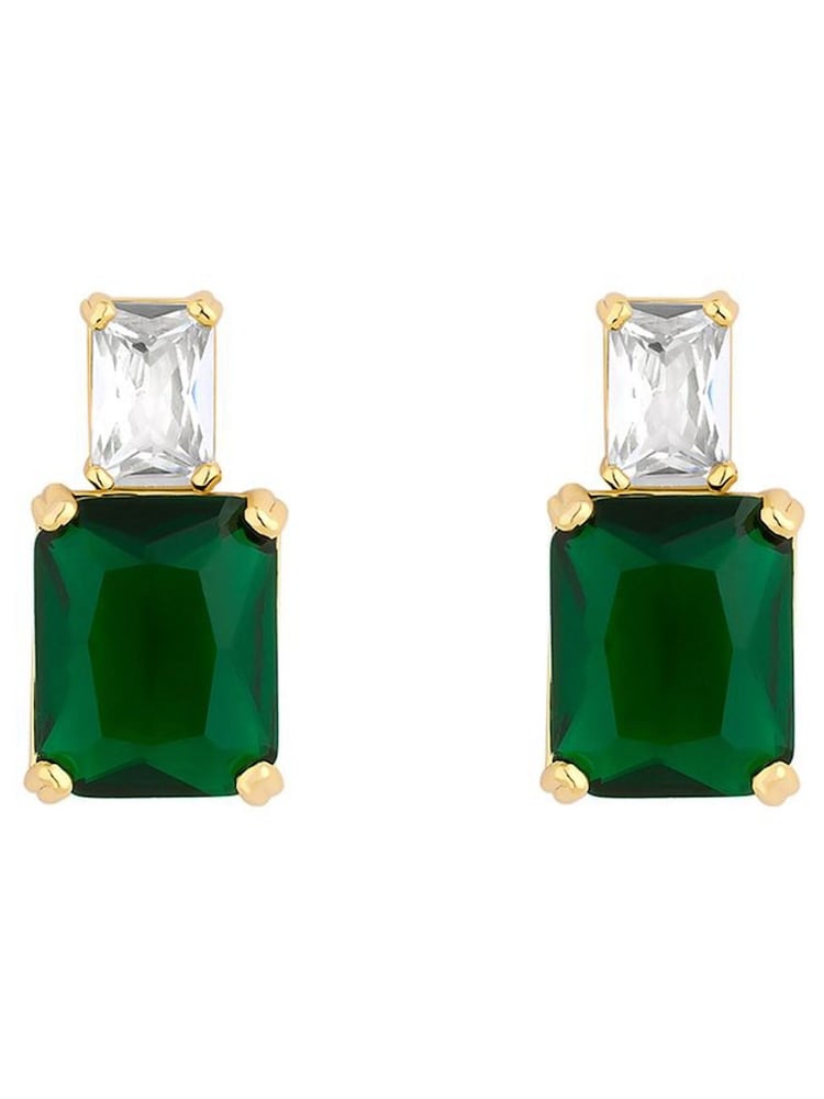 Jon Richard Gold Tone Emerald Stud Earrings - Image 1 of 2