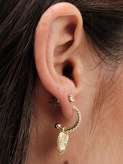 Jon Richard Gold Tone Crystal Ridged Heart Charm Drop Earrings - Image 3 of 3